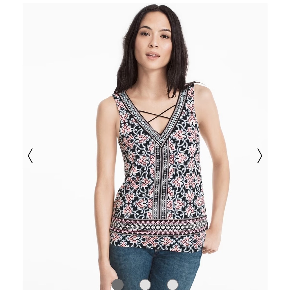 NEW White House Black Market Sleeveless Printed Date Tank Top Size Women’s Small